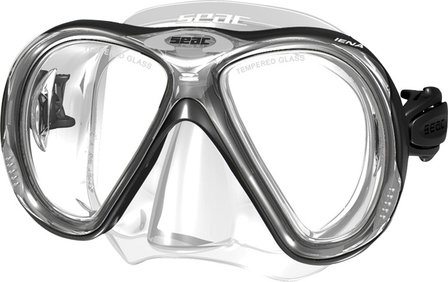 Duikbril op sterkte Seac Iena in de kleur zwart. Multifunctionele duikbril op sterkte